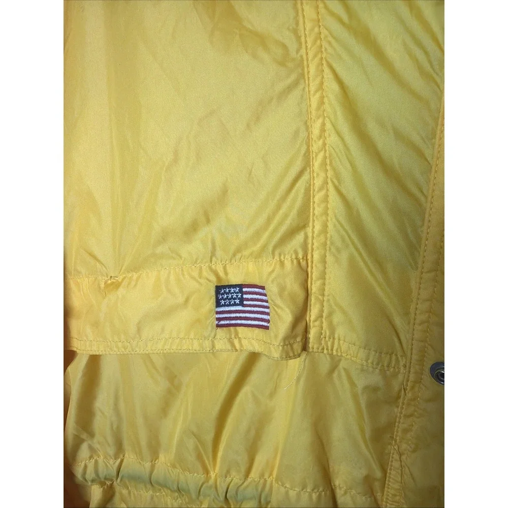 Polo Sport Ralph Lauren Mens Vintage Yellow Windbreaker American Flag Patch Lg